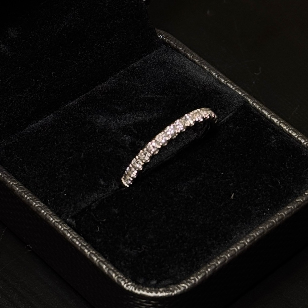 Diamond-Accented Silver Eternity Band - 0.42 Ct